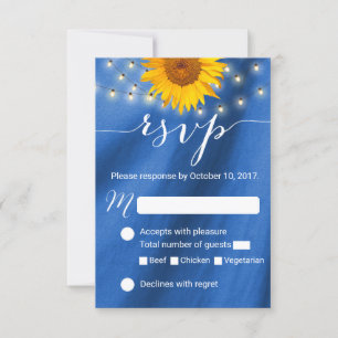 Country Sunflower & String Lights Wedding RSVP