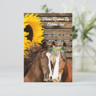 Country Sunflower Western Rustic Wedding RSVP