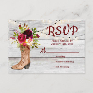 Country Western Boot Boho Rustic Marsala RSVP