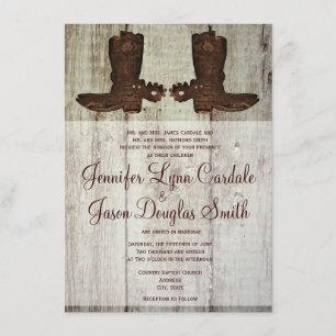 Country Western Cowboy Boots Invitaciones a la bod
