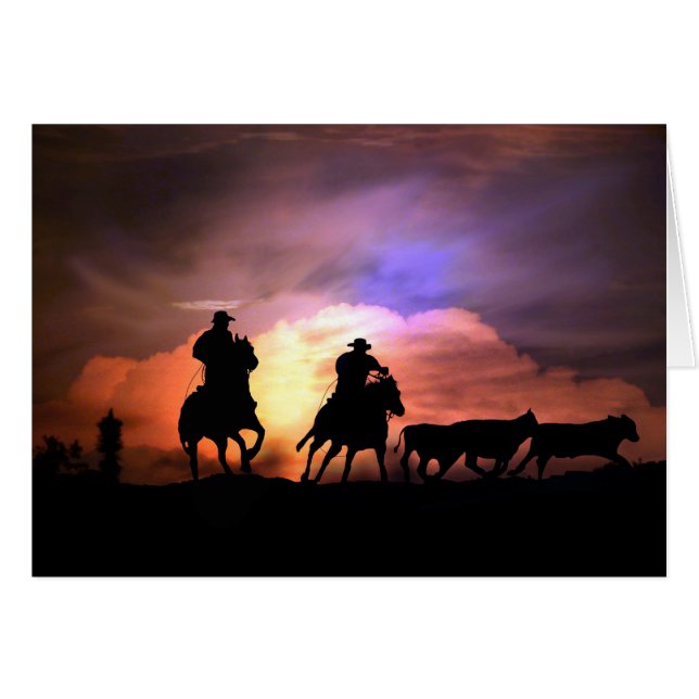 Country Western Cowboy Cattle Drive Blank Card (Anverso (Horizontal))
