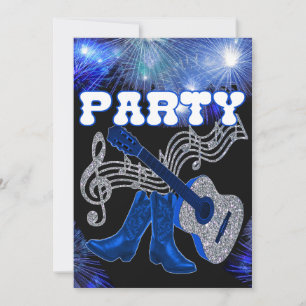 Country Western Music Guitarra Azul Y Bots De Cowb