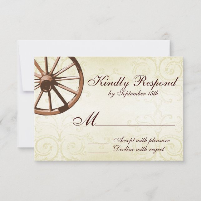 Country Western Wagon Wheel Wedding RSVP Card (Anverso)