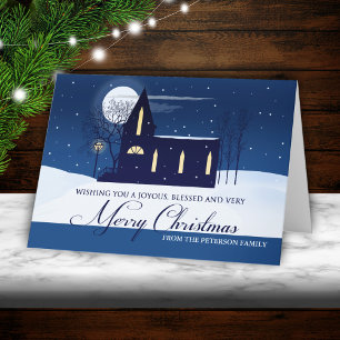 Country Winter Church Feliz Tarjeta de Navidad