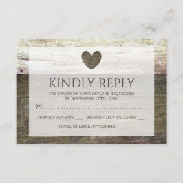 Country Wood Heart Wedding RSVP