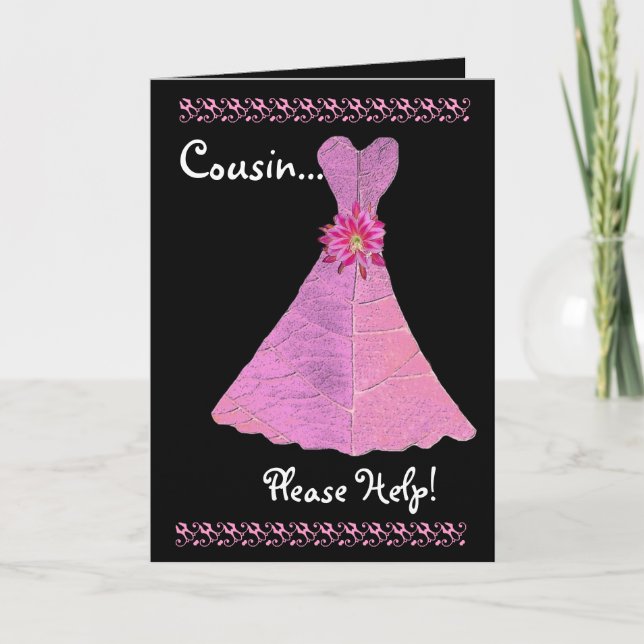 COUSIN Bridesmaid Invitación BLUE Gown (Anverso)