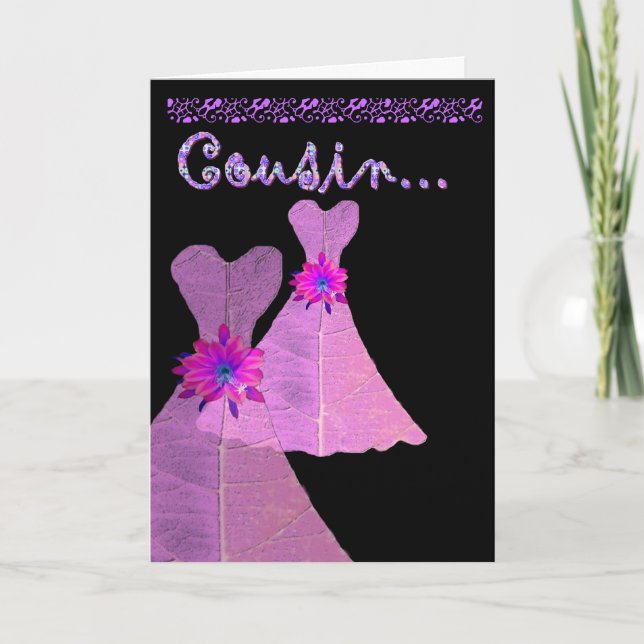 COUSIN Bridesmaid Invitación PINK Gown (Anverso)