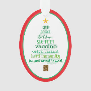 Covid 2021 Conservar el adorno de Navidad Verde Ro