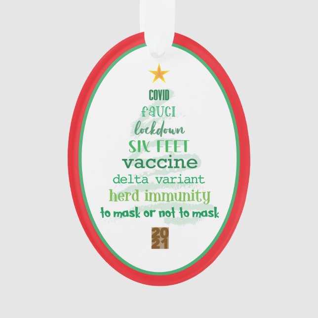 Covid 2021 Conservar el adorno de Navidad Verde Ro (Anverso)