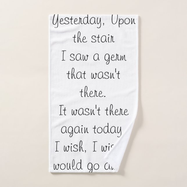 Covid Parody poema en una toalla de mano. (Toalla de mano)