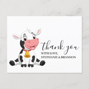 Cow Baby Cute Tarjeta de agradecimiento