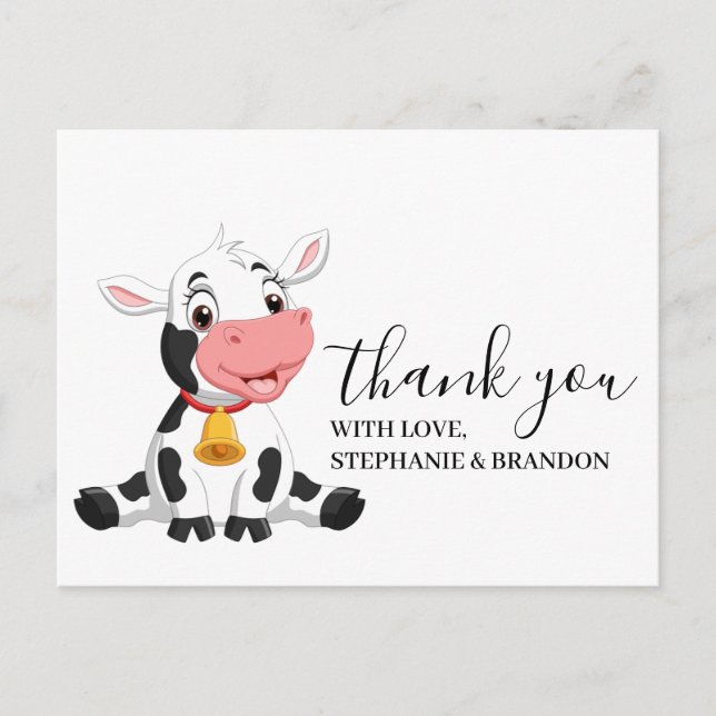 Cow Baby Cute Tarjeta de agradecimiento (Anverso)
