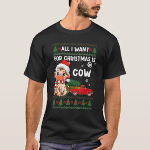 Cow Cute Cow Santa Hat Navidades feos suéter