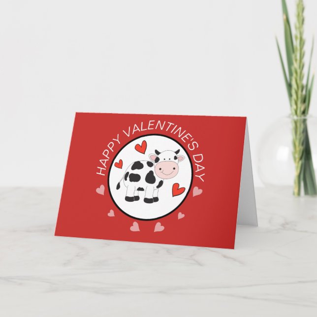 Cow Hearts Happy Valentine Day Card (Anverso)