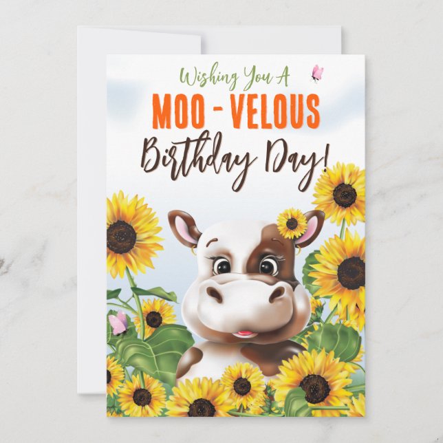 Cow Sunflower Funny Birthday (Anverso)