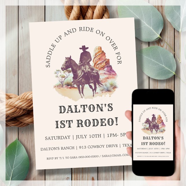 Cowboy 1 Fiesta de Rodeo | Invitación de cumpleaño (Subido por el creador)
