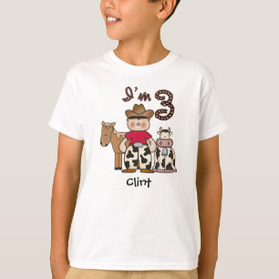 Cowboy 3.ª camiseta de cumpleaños