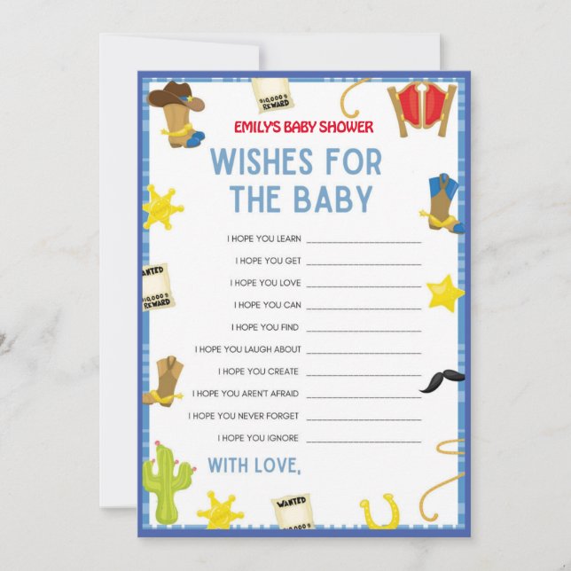 Cowboy Baby Shower Game - 5x7 size Invitación (Anverso)