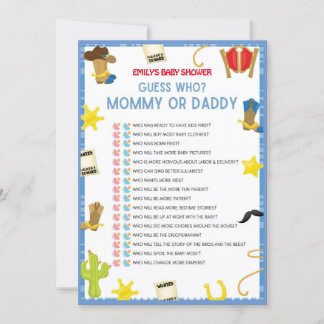 Cowboy Baby Shower Game - 5x7 size Invitación