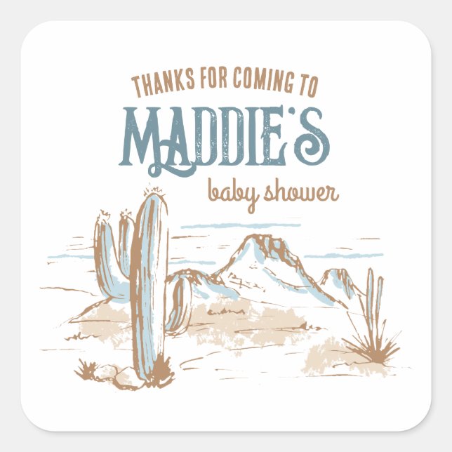 Cowboy Baby Shower Gracias Pegatinas (Anverso)