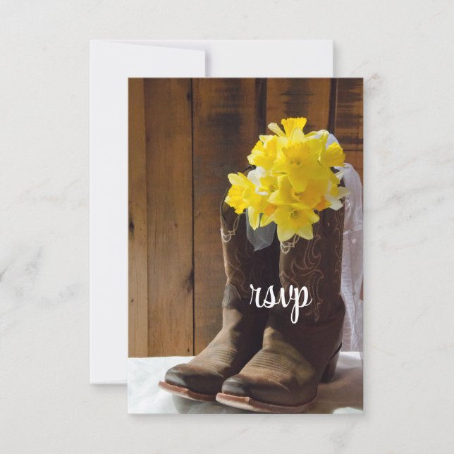 Cowboy Boots Boots Western Wedding RSVP (Anverso)