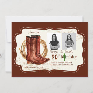Cowboy Boots dos invitaciones a la fiesta de cumpl