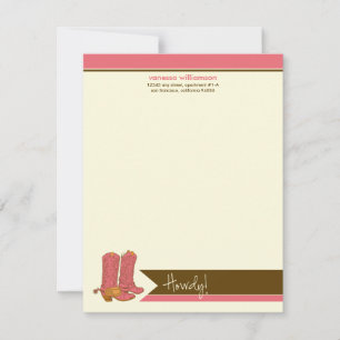 Cowboy Boots Personalizado Tarjetas de nota plana