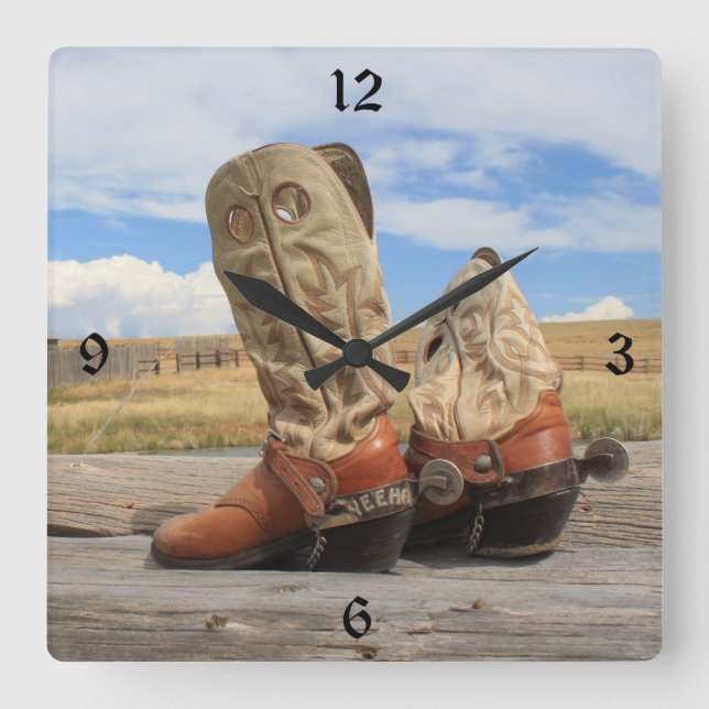 Cowboy Boots Yehaw reloj de pared numerado (Anverso)