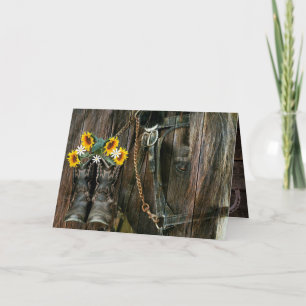 Cowboy Caballo Boots Sunflowers Rusn Barn Board No