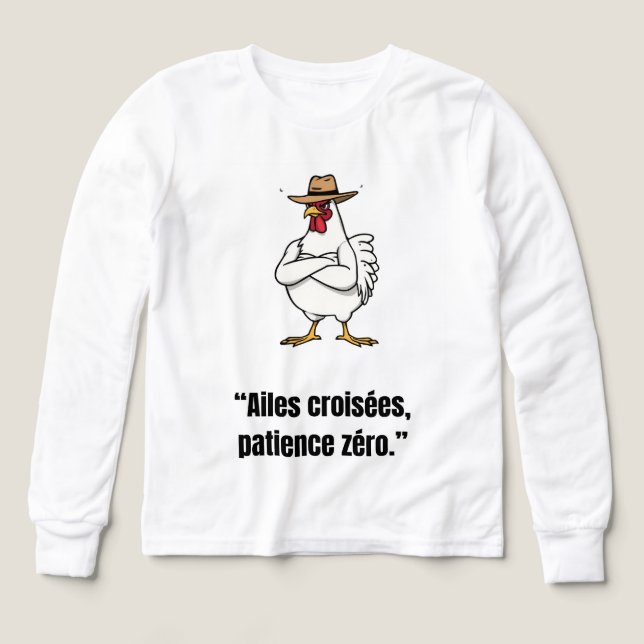 Cowboy Chicken Attitude – Funny Cartoon Tee (Diseño frontal)