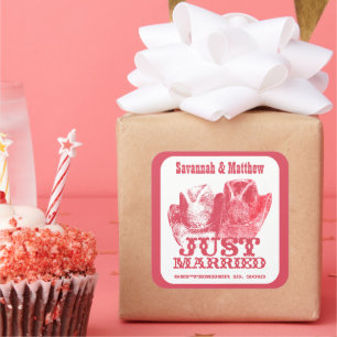 Cowboy Cow Girl Gorras Boda Pegatina