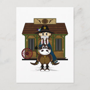 Cowboy de la cárcel en una postal de caballos