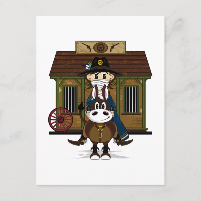 Cowboy de la cárcel en una postal de caballos (Anverso)