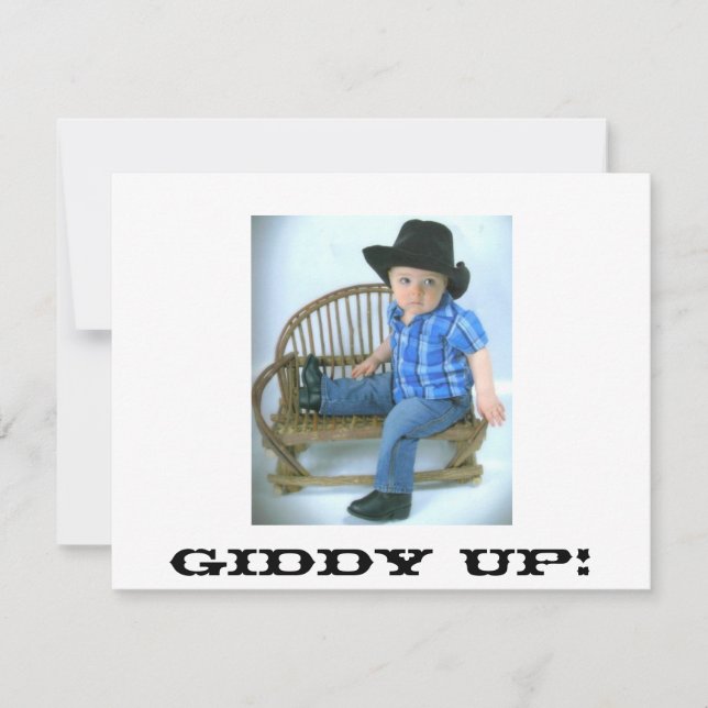Cowboy Giddy Up Invitación (Anverso)