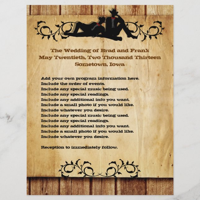 Cowboy Grooms Personalizados Programas de Bodas Ga (Anverso)