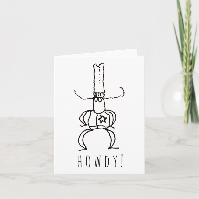 Cowboy Howdy Cartoon Drawing Doodle Folded (Anverso)