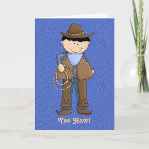 Cowboy lindo con tarjeta de cumpleaños de Denim