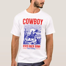 Cowboy monta una camiseta de caballo