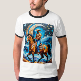 Cowboy negro celeste camiseta de arte occidental