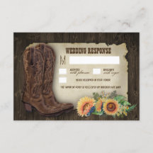 Cowboy occidentales bota tarjetas RSVP de boda de 