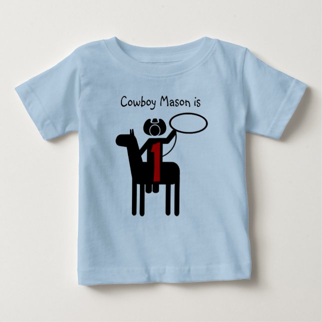 Cowboy Personalizable Camiseta de cumpleaños (Anverso)