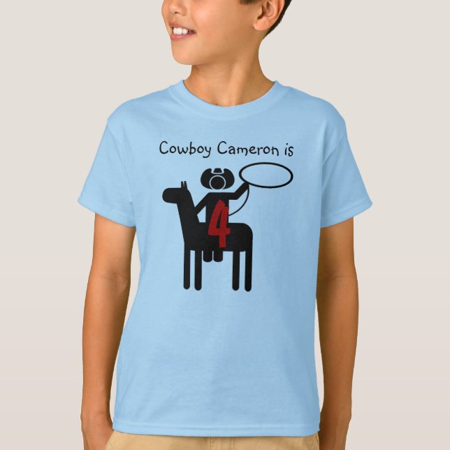 Cowboy Personalizable Camiseta de cumpleaños (Anverso)