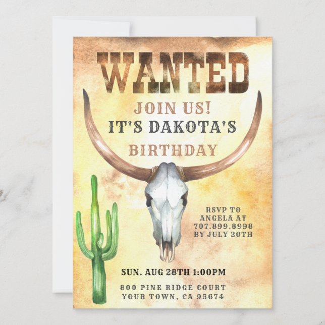 Cowboy quería una invitación para el cumpleaños (Anverso)