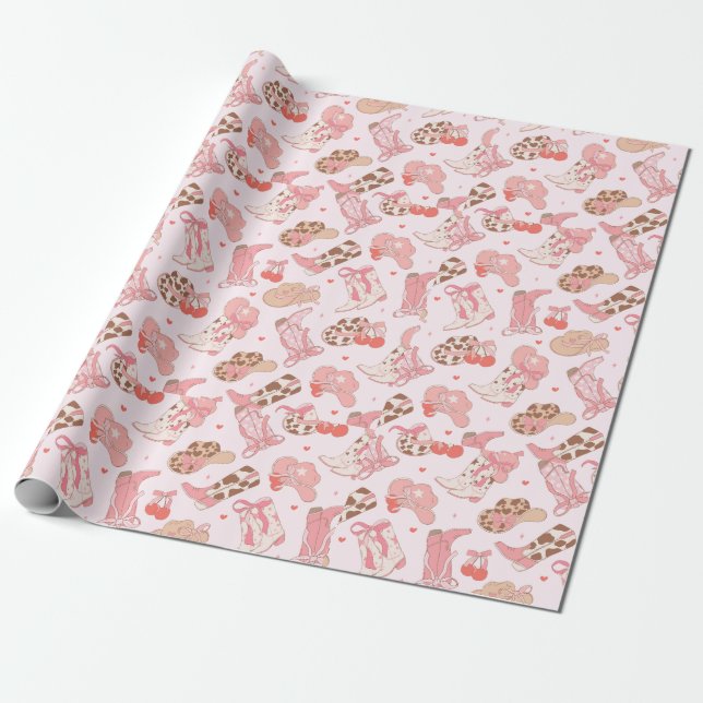 Cowboy rosado boots papel de relleno (Desenrollado)