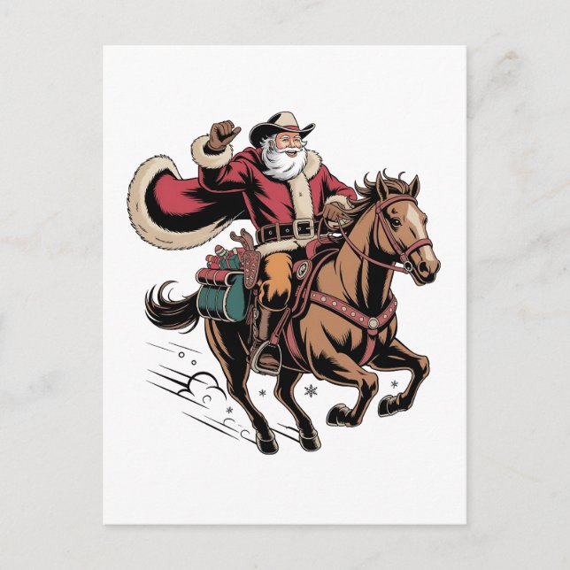 Cowboy Santa Claus montando a caballo Navidad  (Anverso)