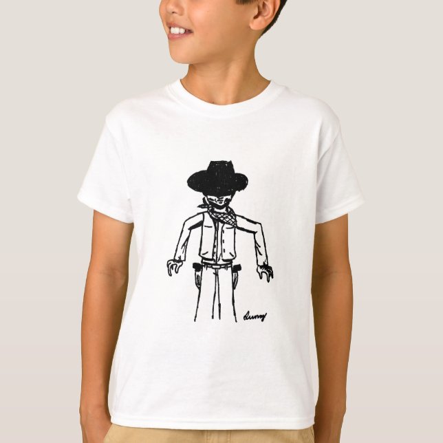 Cowboy Sketch Niños Camiseta Básica - ¡Más COLORES (Anverso)