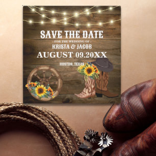 Cowboy Sunflower Western Wedding Salva la fecha