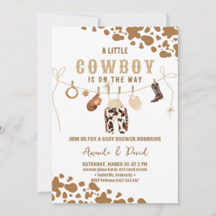 Cowboy Western Brown Plaid Baby Ducha Invitación