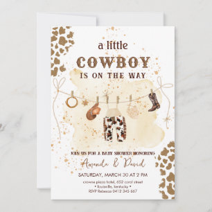 Cowboy Western Brown Plaid Baby Ducha Invitación