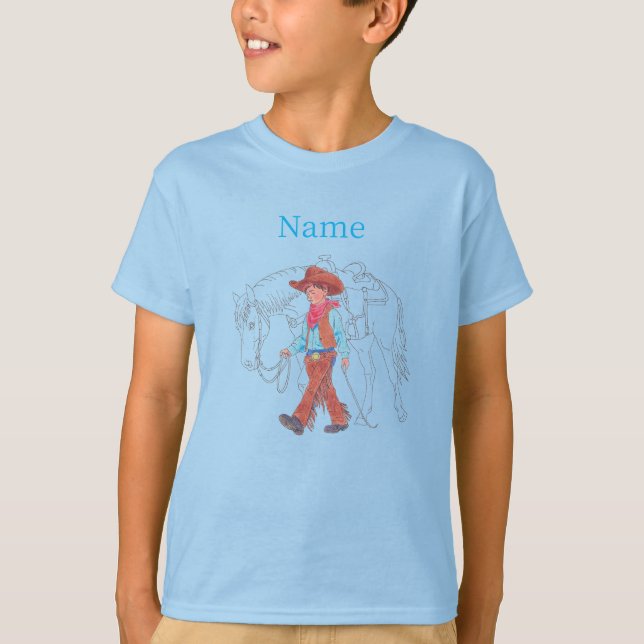 Cowboy y caballo joven camiseta (Anverso)